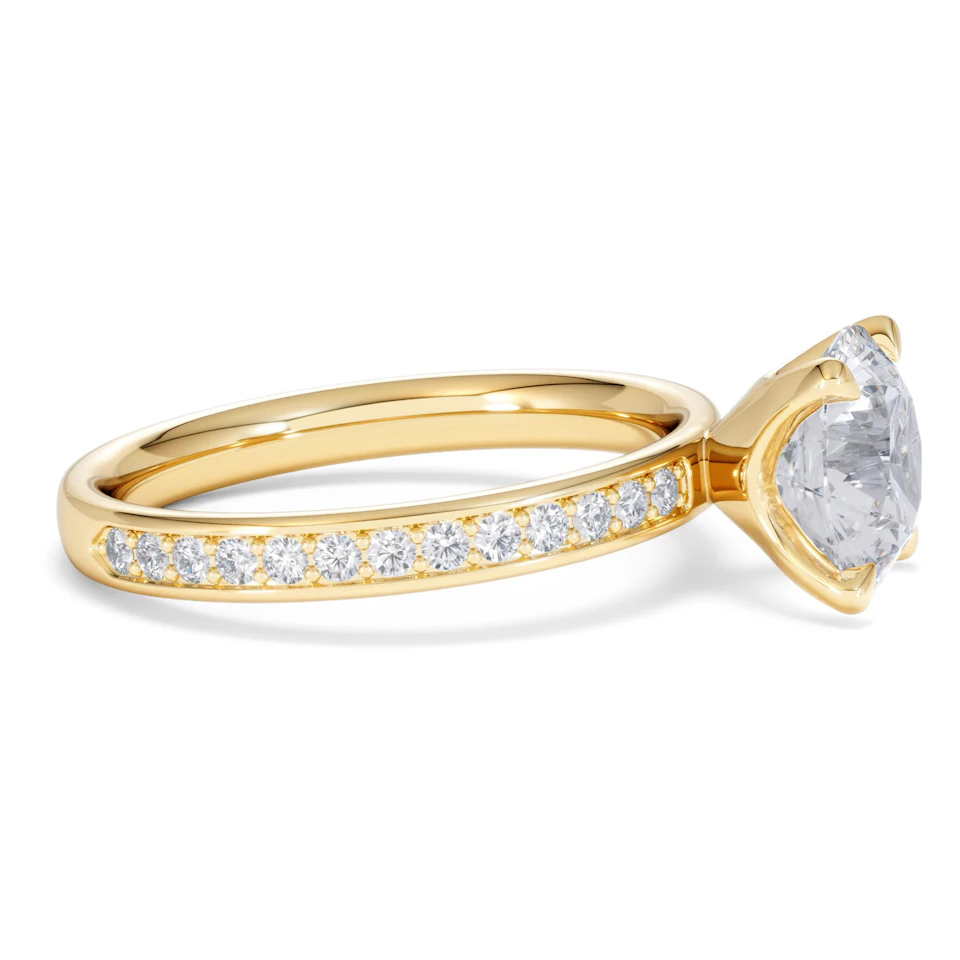 Origin 2.25ct Round Cut Lab Diamond Solitaire Engagement Ring with Side Stones in 18K Yellow Gold