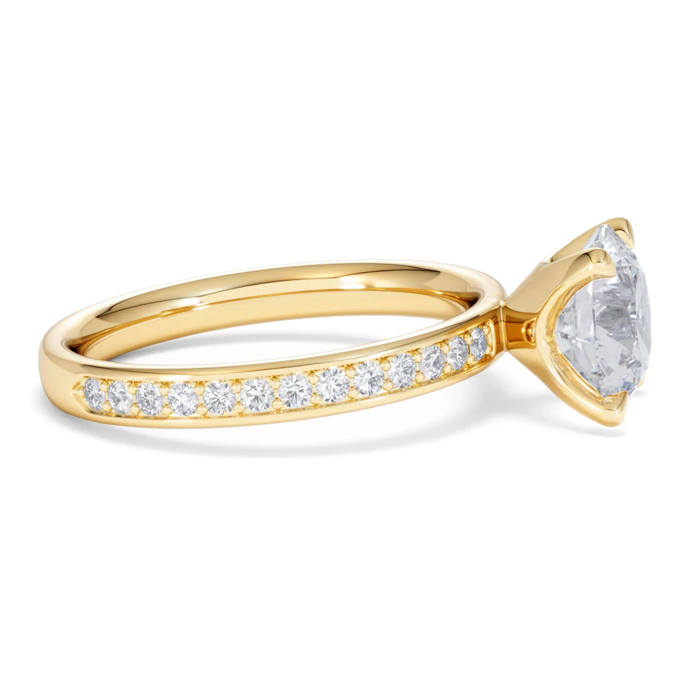 Origin 2.25ct Round Cut Lab Diamond Solitaire Engagement Ring with Side Stones in 18K Yellow Gold
