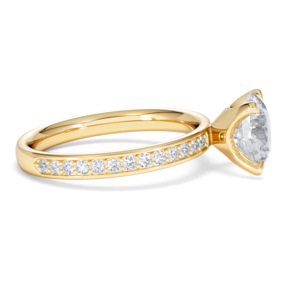 Origin 2.25ct Round Cut Lab Diamond Solitaire Engagement Ring with Side Stones in 18K Yellow Gold