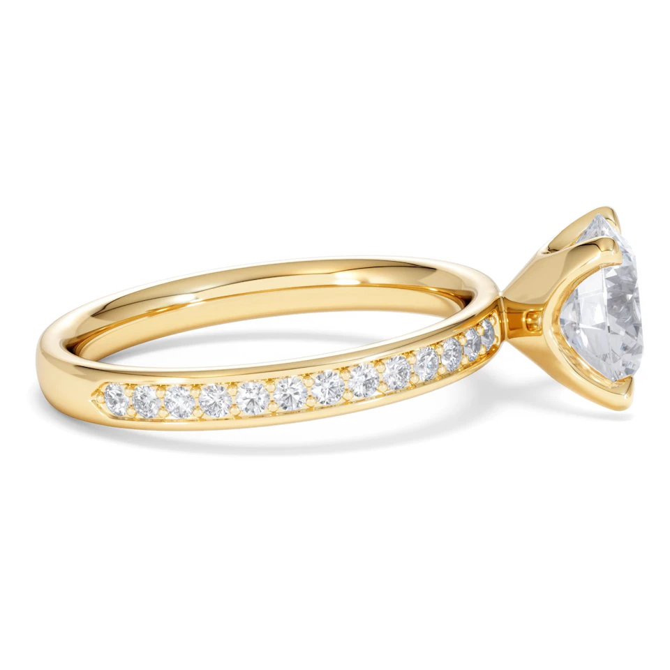 Origin 2.25ct Round Cut Lab Diamond Solitaire Engagement Ring with Side Stones in 18K Yellow Gold