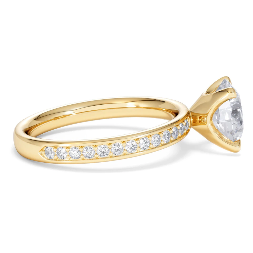 Origin 2.25ct Round Cut Lab Diamond Solitaire Engagement Ring with Side Stones in 18K Yellow Gold