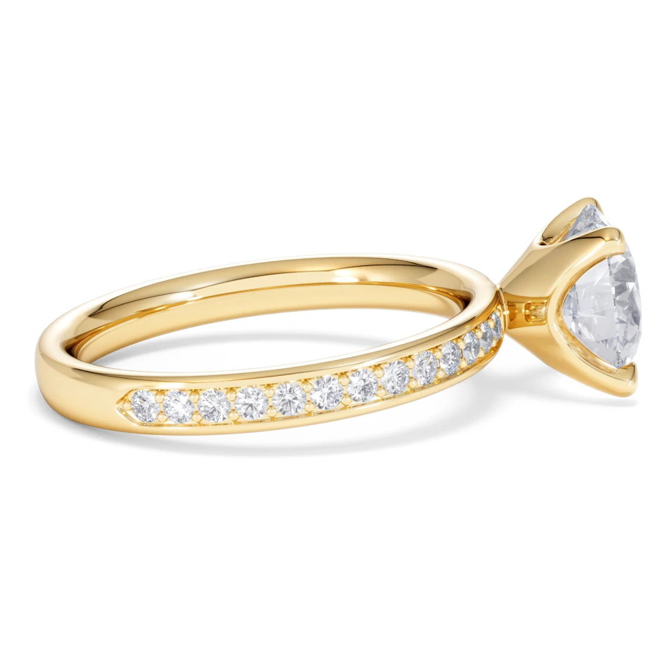 Origin 2.25ct Round Cut Lab Diamond Solitaire Engagement Ring with Side Stones in 18K Yellow Gold