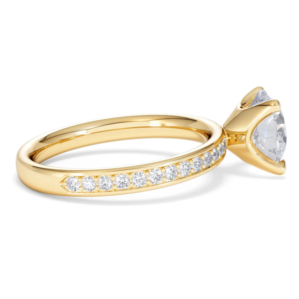 Origin 2.25ct Round Cut Lab Diamond Solitaire Engagement Ring with Side Stones in 18K Yellow Gold