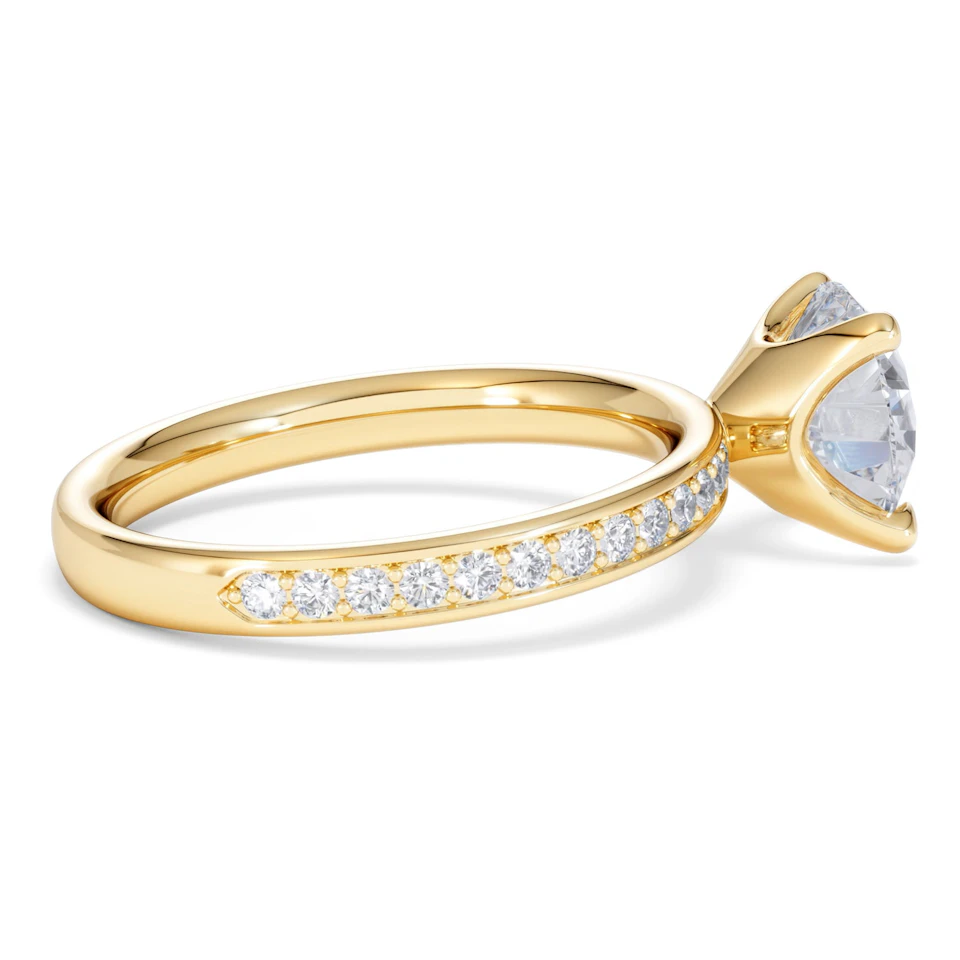 Origin 2.25ct Round Cut Lab Diamond Solitaire Engagement Ring with Side Stones in 18K Yellow Gold