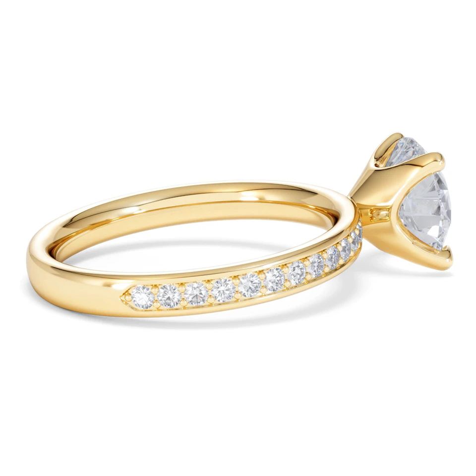 Origin 2.25ct Round Cut Lab Diamond Solitaire Engagement Ring with Side Stones in 18K Yellow Gold