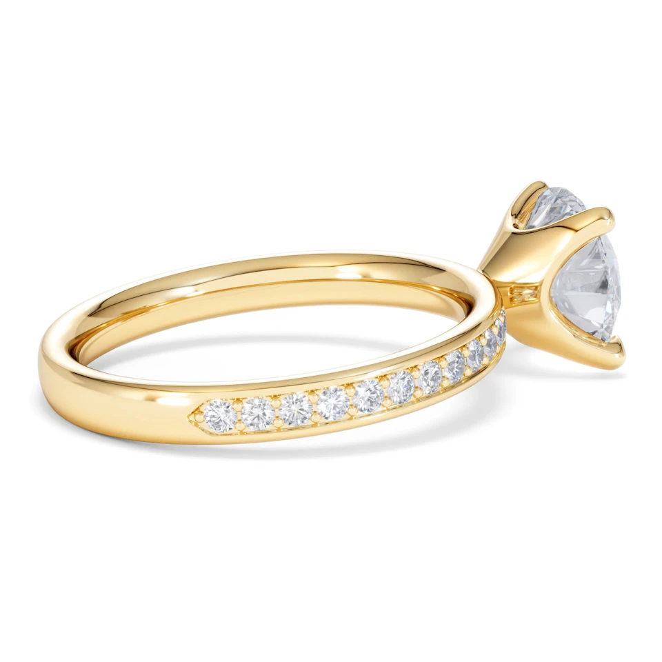 Origin 2.25ct Round Cut Lab Diamond Solitaire Engagement Ring with Side Stones in 18K Yellow Gold