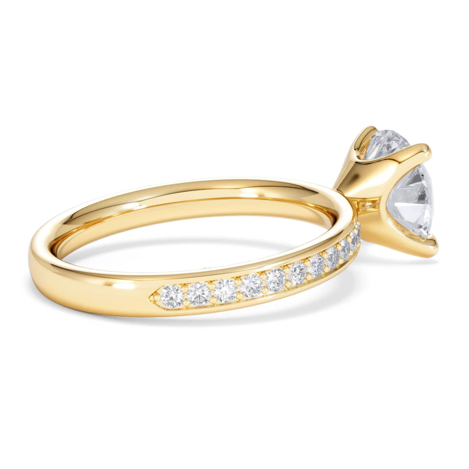 Origin 2.25ct Round Cut Lab Diamond Solitaire Engagement Ring with Side Stones in 18K Yellow Gold