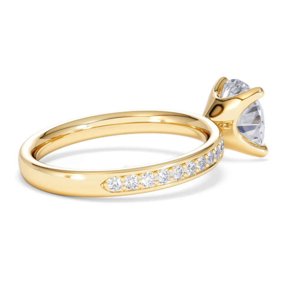Origin 2.25ct Round Cut Lab Diamond Solitaire Engagement Ring with Side Stones in 18K Yellow Gold