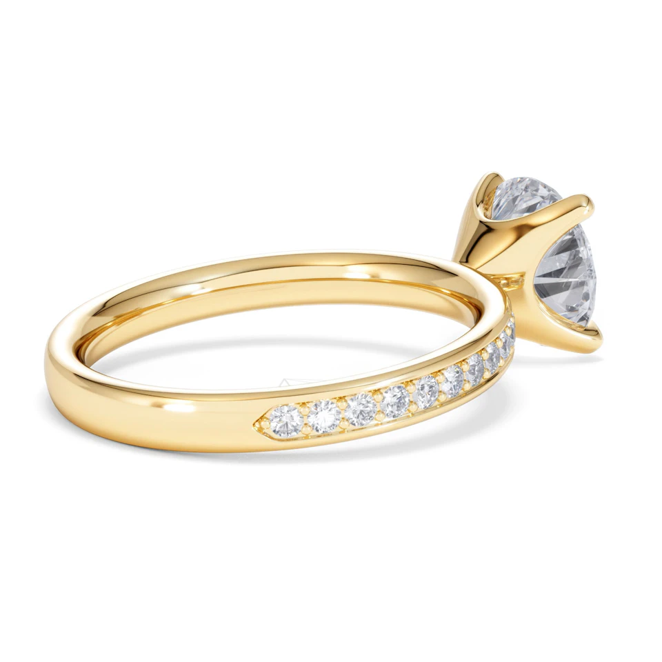 Origin 2.25ct Round Cut Lab Diamond Solitaire Engagement Ring with Side Stones in 18K Yellow Gold
