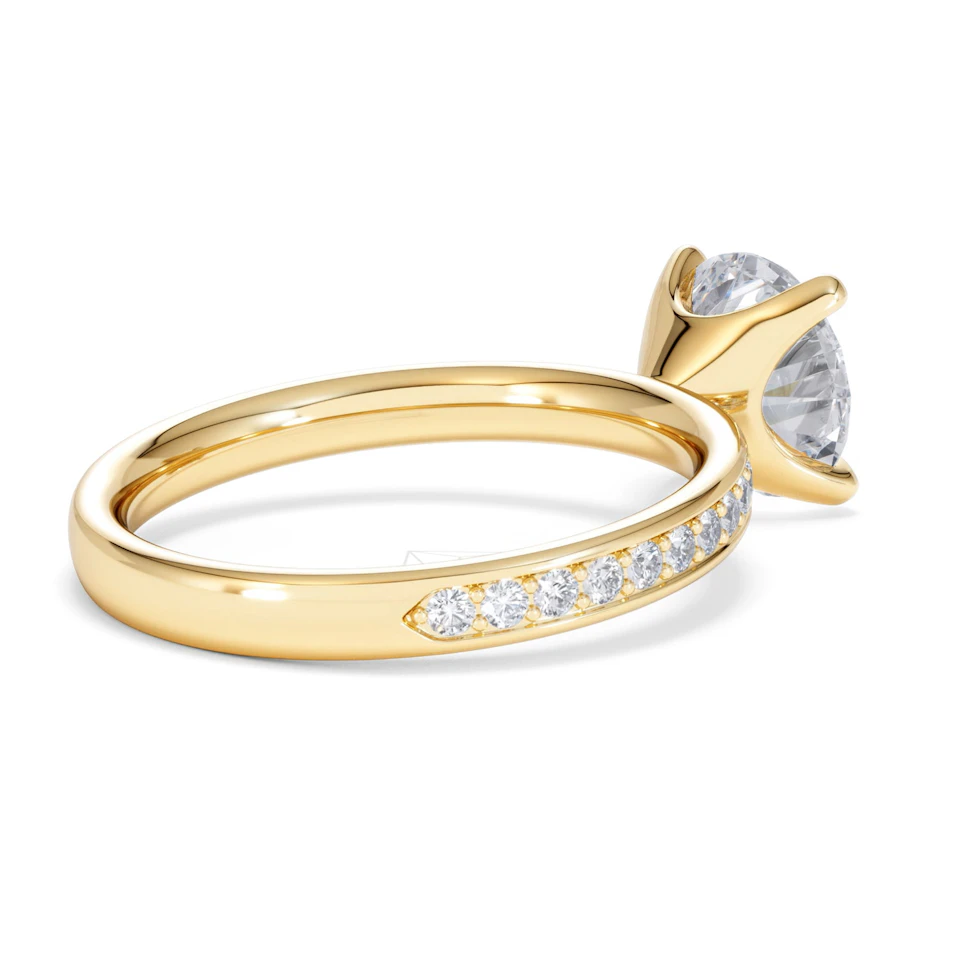 Origin 2.25ct Round Cut Lab Diamond Solitaire Engagement Ring with Side Stones in 18K Yellow Gold