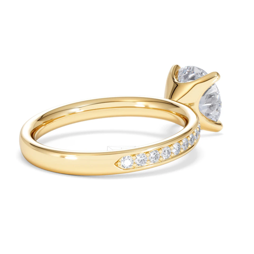 Origin 2.25ct Round Cut Lab Diamond Solitaire Engagement Ring with Side Stones in 18K Yellow Gold