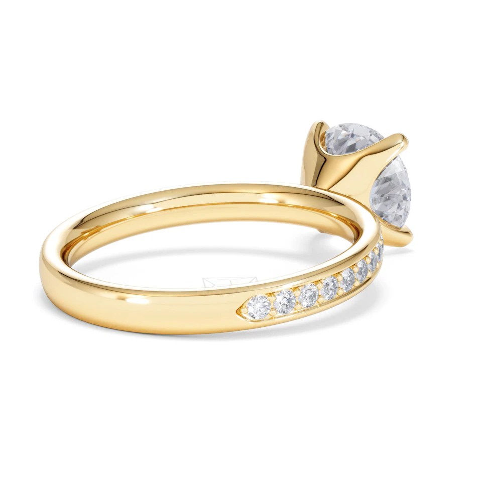 Origin 2.25ct Round Cut Lab Diamond Solitaire Engagement Ring with Side Stones in 18K Yellow Gold