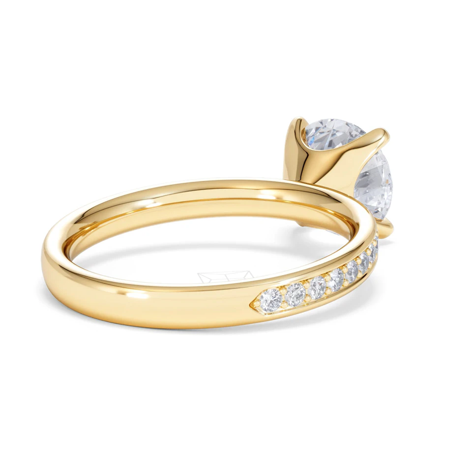 Origin 2.25ct Round Cut Lab Diamond Solitaire Engagement Ring with Side Stones in 18K Yellow Gold