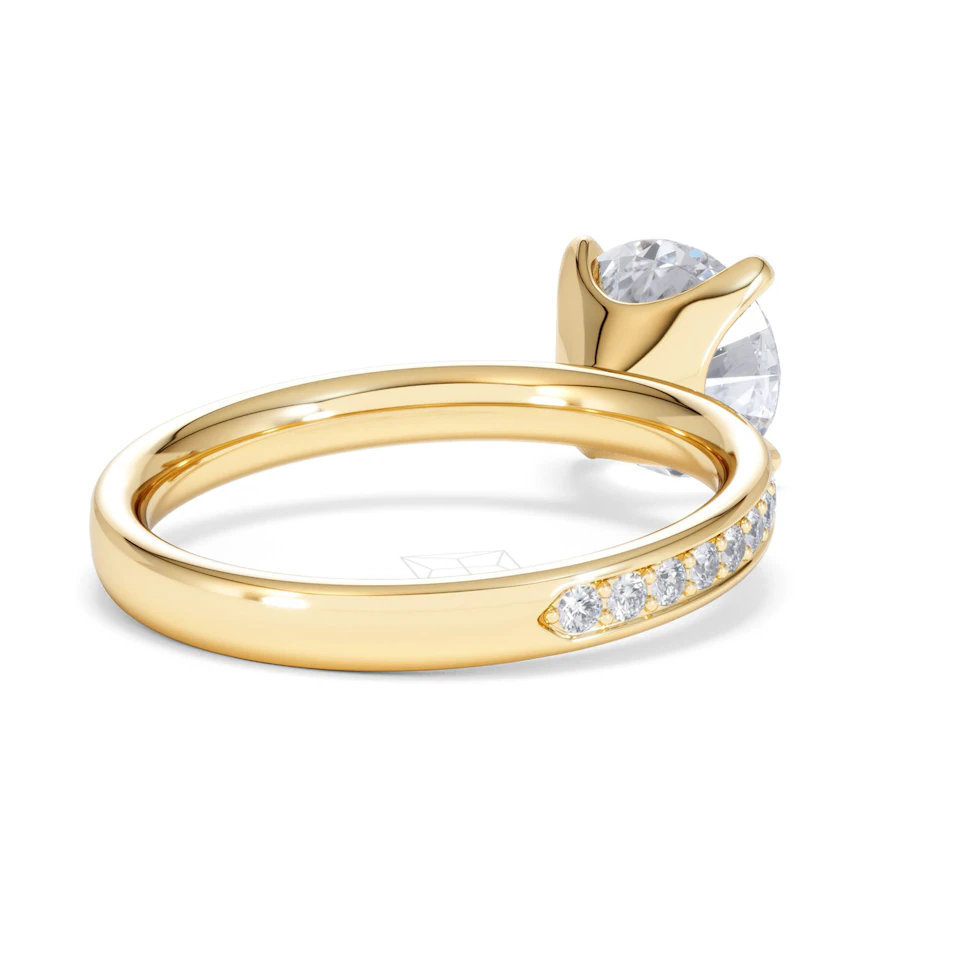 Origin 2.25ct Round Cut Lab Diamond Solitaire Engagement Ring with Side Stones in 18K Yellow Gold
