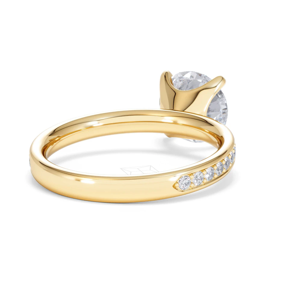 Origin 2.25ct Round Cut Lab Diamond Solitaire Engagement Ring with Side Stones in 18K Yellow Gold