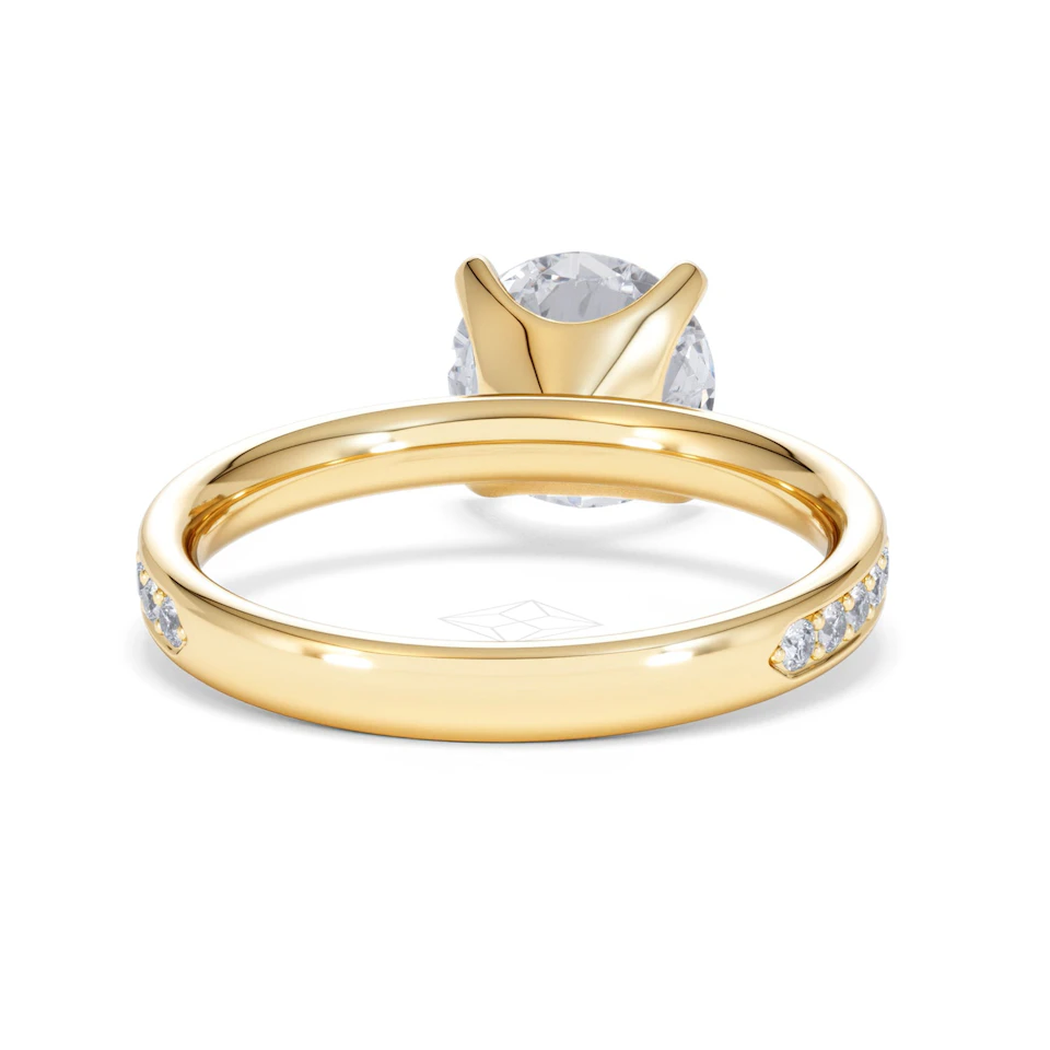 Origin 2.25ct Round Cut Lab Diamond Solitaire Engagement Ring with Side Stones in 18K Yellow Gold
