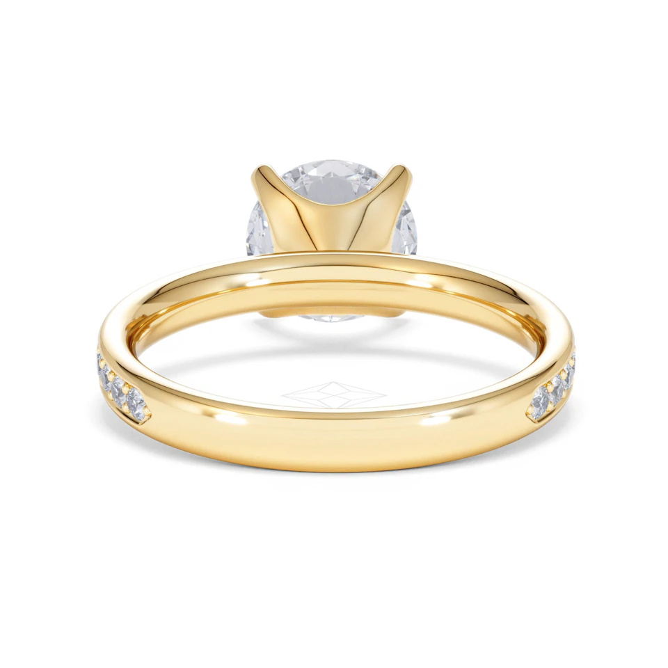 Origin 2.25ct Round Cut Lab Diamond Solitaire Engagement Ring with Side Stones in 18K Yellow Gold