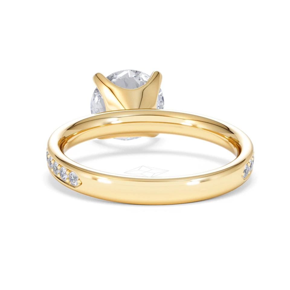 Origin 2.25ct Round Cut Lab Diamond Solitaire Engagement Ring with Side Stones in 18K Yellow Gold