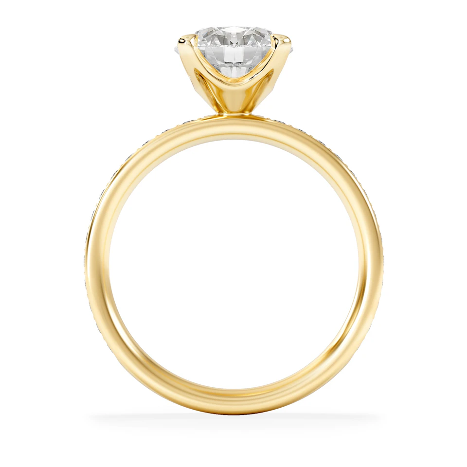 Origin 2.25ct Round Cut Lab Diamond Solitaire Engagement Ring with Side Stones in 18K Yellow Gold