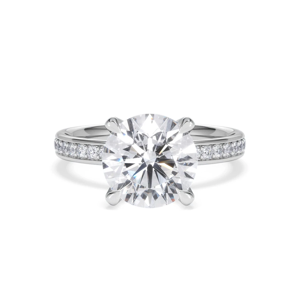 Origin 3.30ct Round Cut Lab Diamond Solitaire Engagement Ring with Side Stones in Platinum