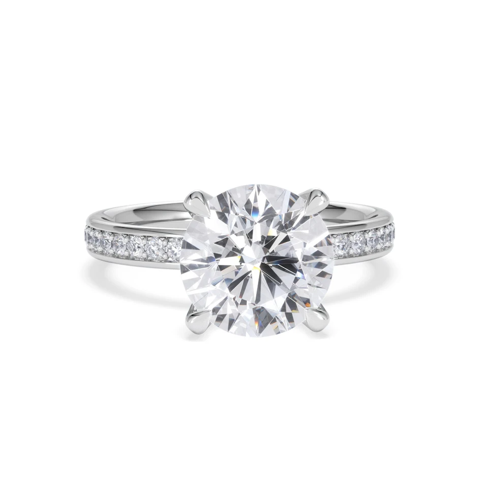 Origin 3.30ct Round Cut Lab Diamond Solitaire Engagement Ring with Side Stones in Platinum