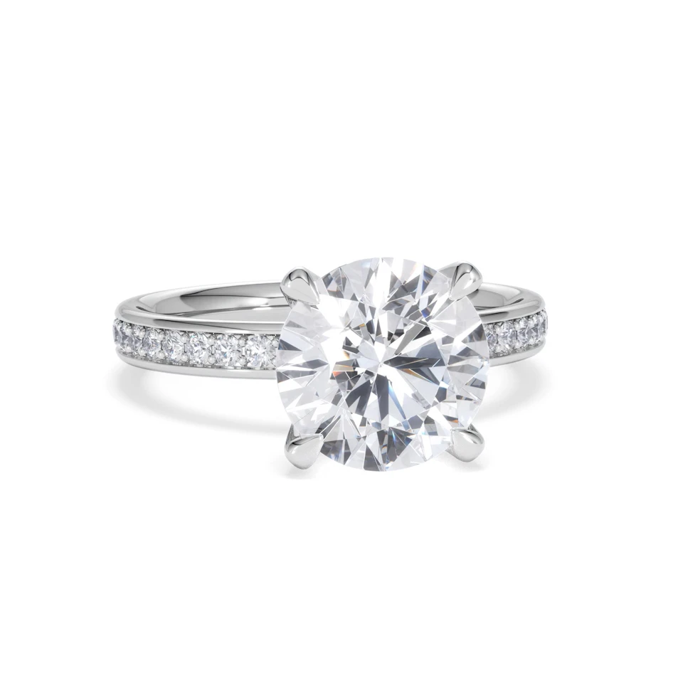 Origin 3.30ct Round Cut Lab Diamond Solitaire Engagement Ring with Side Stones in Platinum