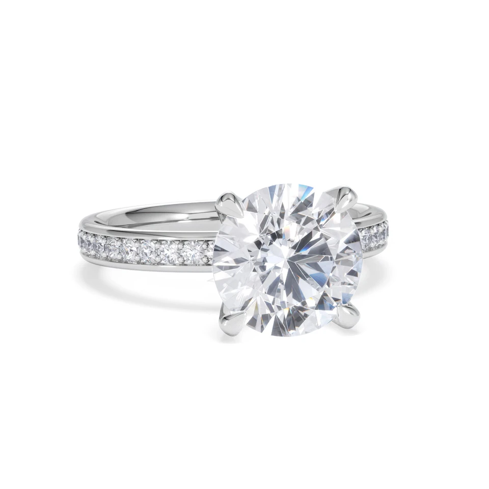 Origin 3.30ct Round Cut Lab Diamond Solitaire Engagement Ring with Side Stones in Platinum
