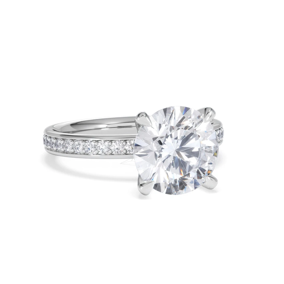 Origin 3.30ct Round Cut Lab Diamond Solitaire Engagement Ring with Side Stones in Platinum