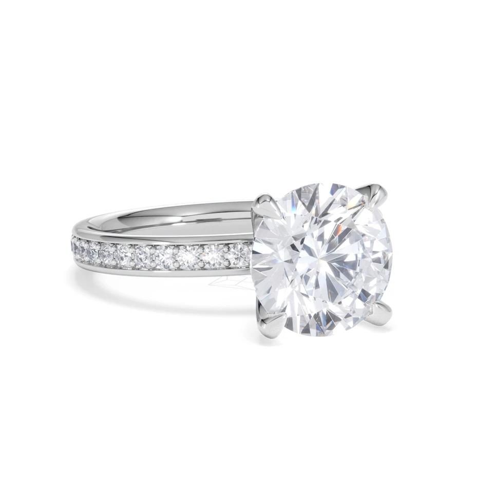 Origin 3.30ct Round Cut Lab Diamond Solitaire Engagement Ring with Side Stones in Platinum