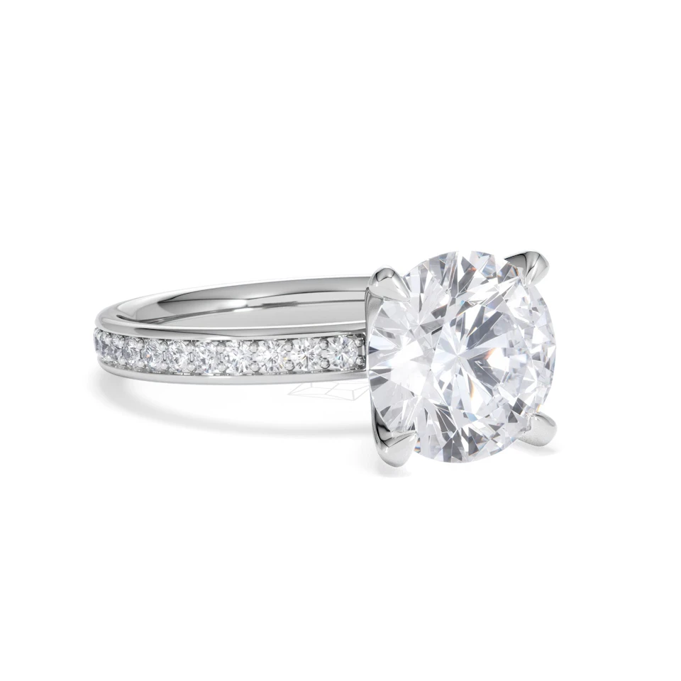 Origin 3.30ct Round Cut Lab Diamond Solitaire Engagement Ring with Side Stones in Platinum
