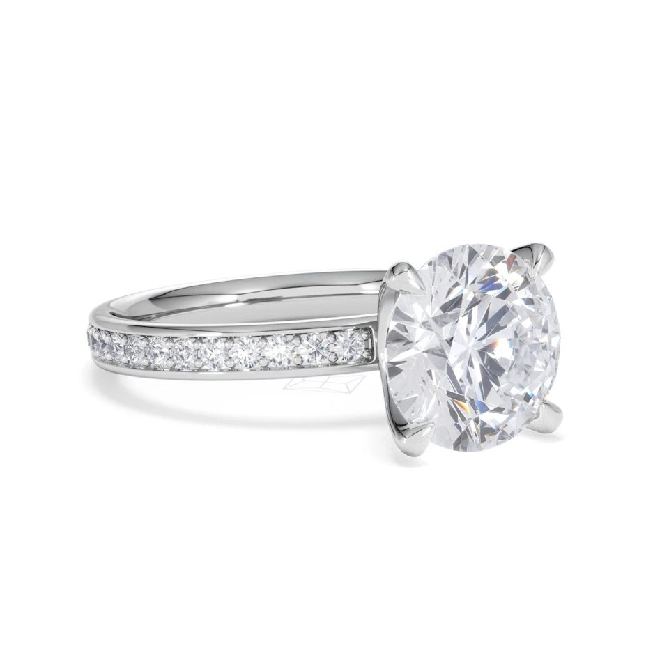 Origin 3.30ct Round Cut Lab Diamond Solitaire Engagement Ring with Side Stones in Platinum
