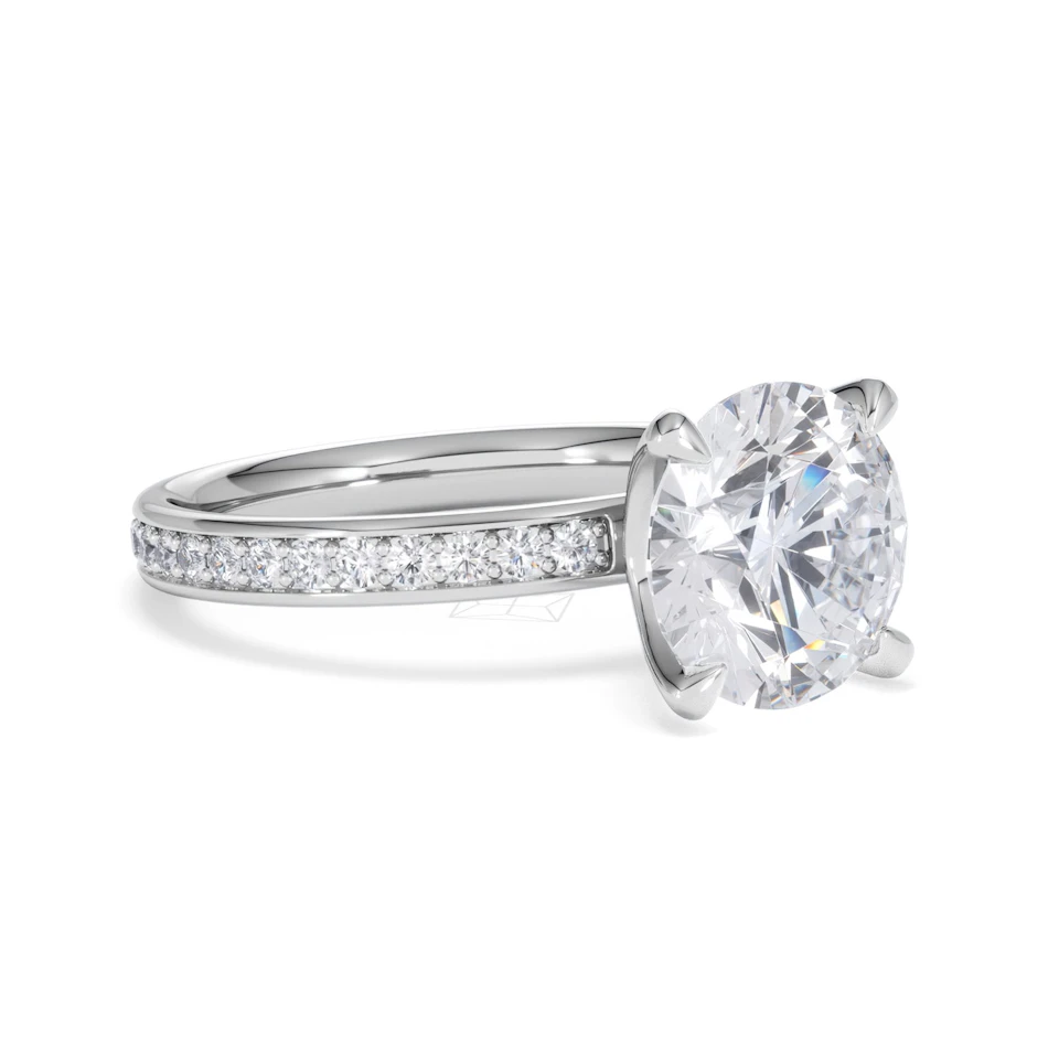 Origin 3.30ct Round Cut Lab Diamond Solitaire Engagement Ring with Side Stones in Platinum