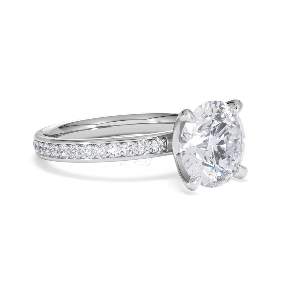 Origin 3.30ct Round Cut Lab Diamond Solitaire Engagement Ring with Side Stones in Platinum