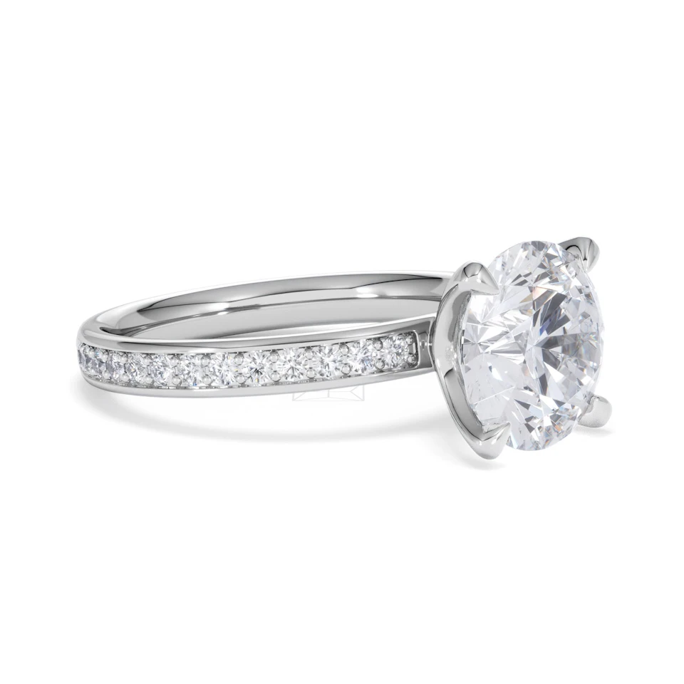 Origin 3.30ct Round Cut Lab Diamond Solitaire Engagement Ring with Side Stones in Platinum