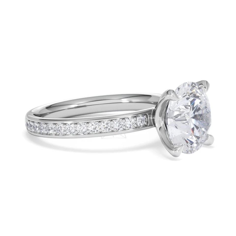 Origin 3.30ct Round Cut Lab Diamond Solitaire Engagement Ring with Side Stones in Platinum
