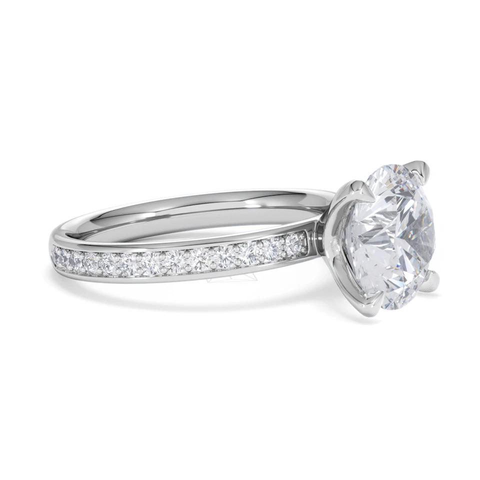 Origin 3.30ct Round Cut Lab Diamond Solitaire Engagement Ring with Side Stones in Platinum