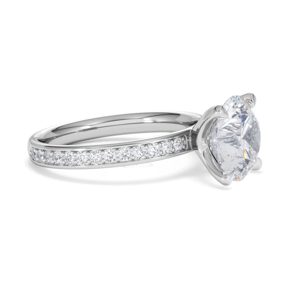 Origin 3.30ct Round Cut Lab Diamond Solitaire Engagement Ring with Side Stones in Platinum