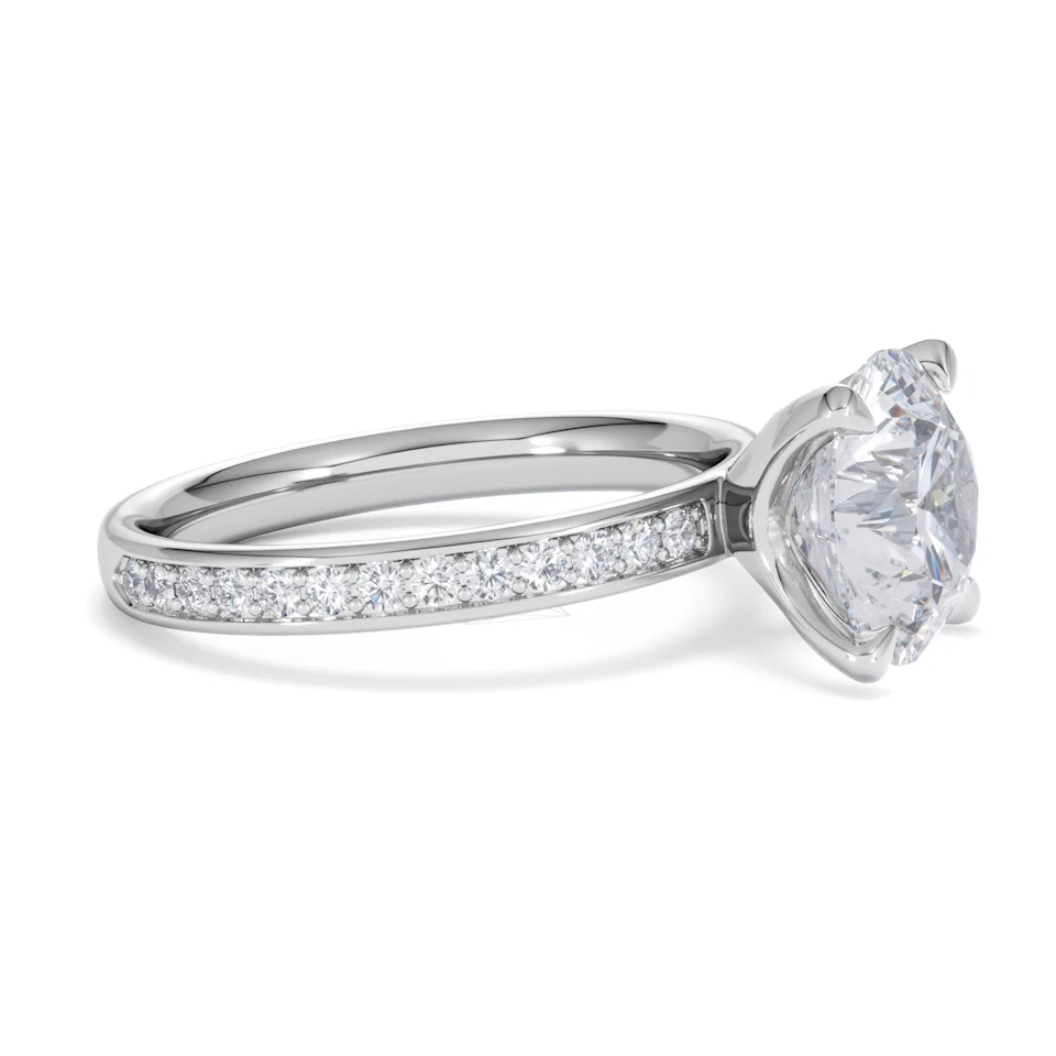 Origin 3.30ct Round Cut Lab Diamond Solitaire Engagement Ring with Side Stones in Platinum