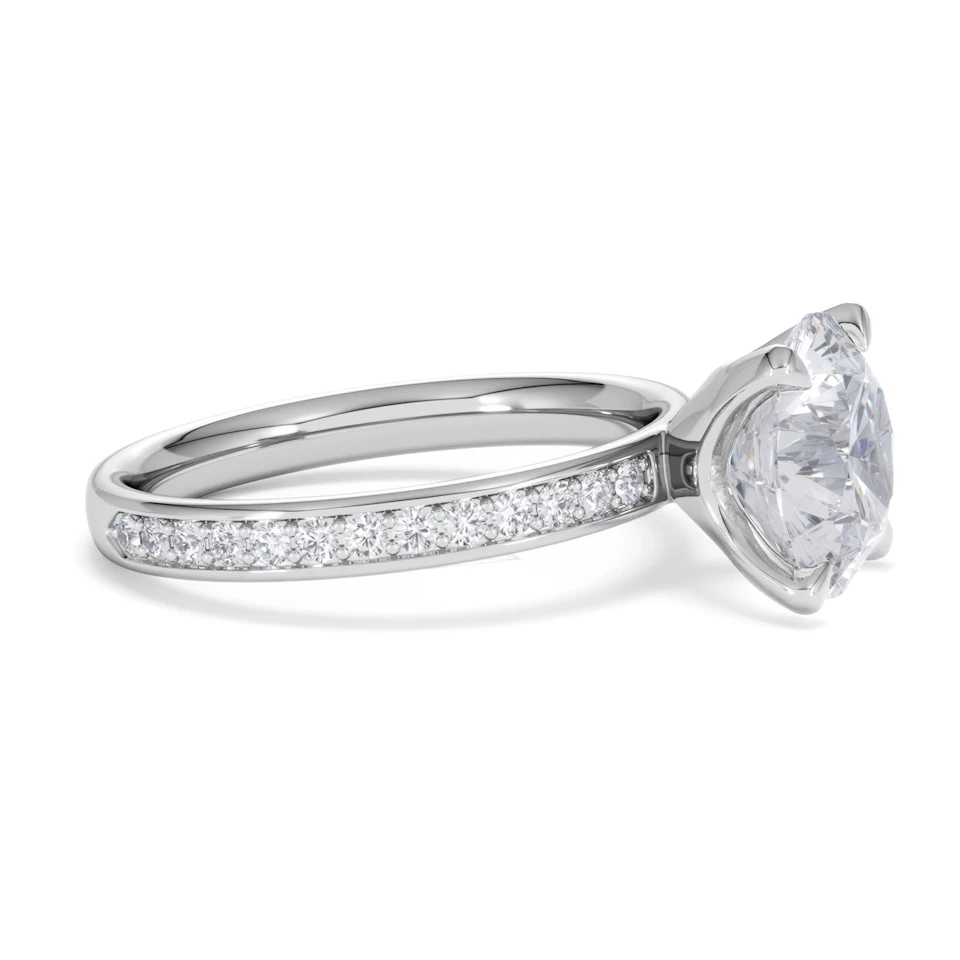 Origin 3.30ct Round Cut Lab Diamond Solitaire Engagement Ring with Side Stones in Platinum