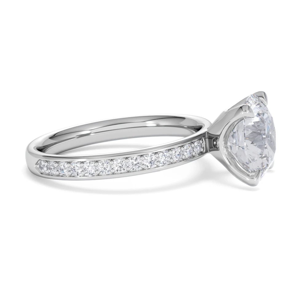 Origin 3.30ct Round Cut Lab Diamond Solitaire Engagement Ring with Side Stones in Platinum