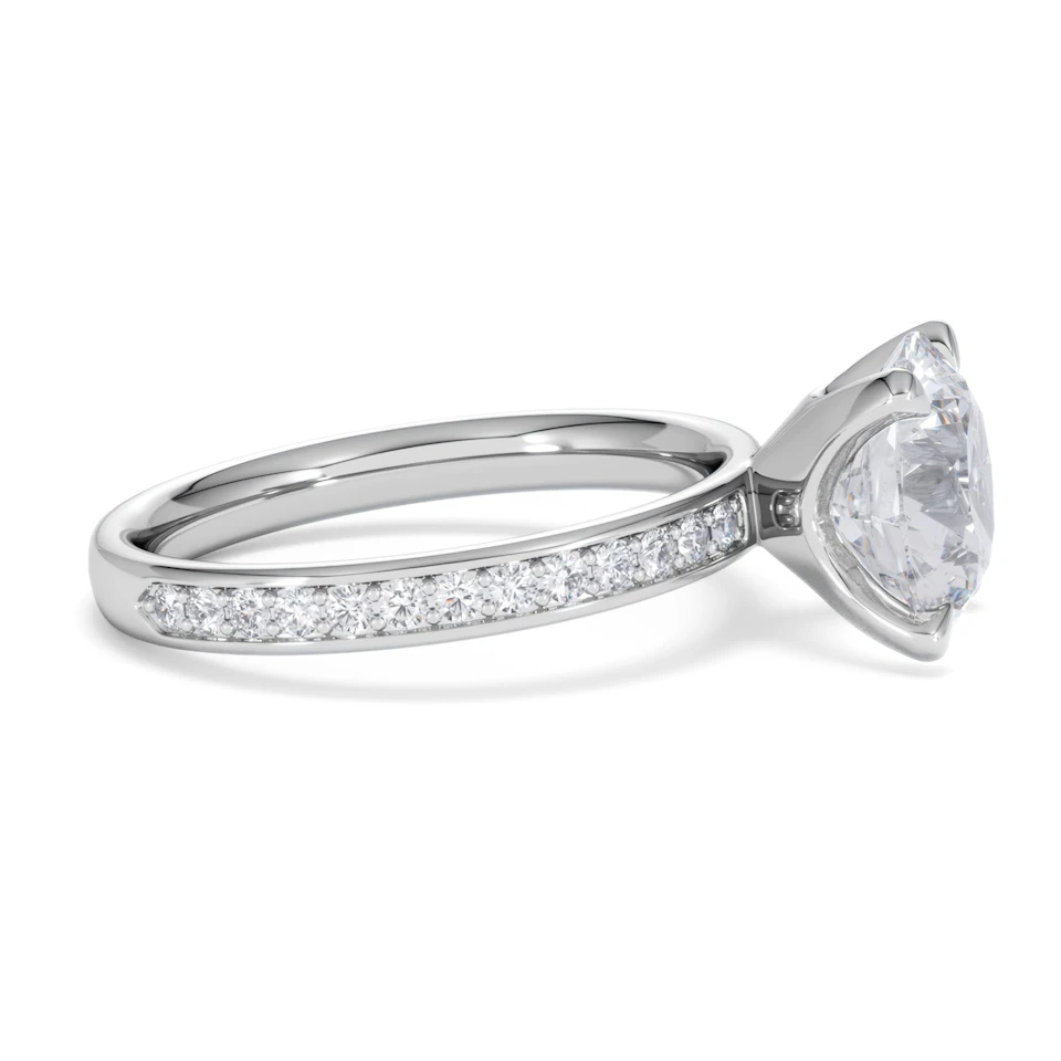 Origin 3.30ct Round Cut Lab Diamond Solitaire Engagement Ring with Side Stones in Platinum