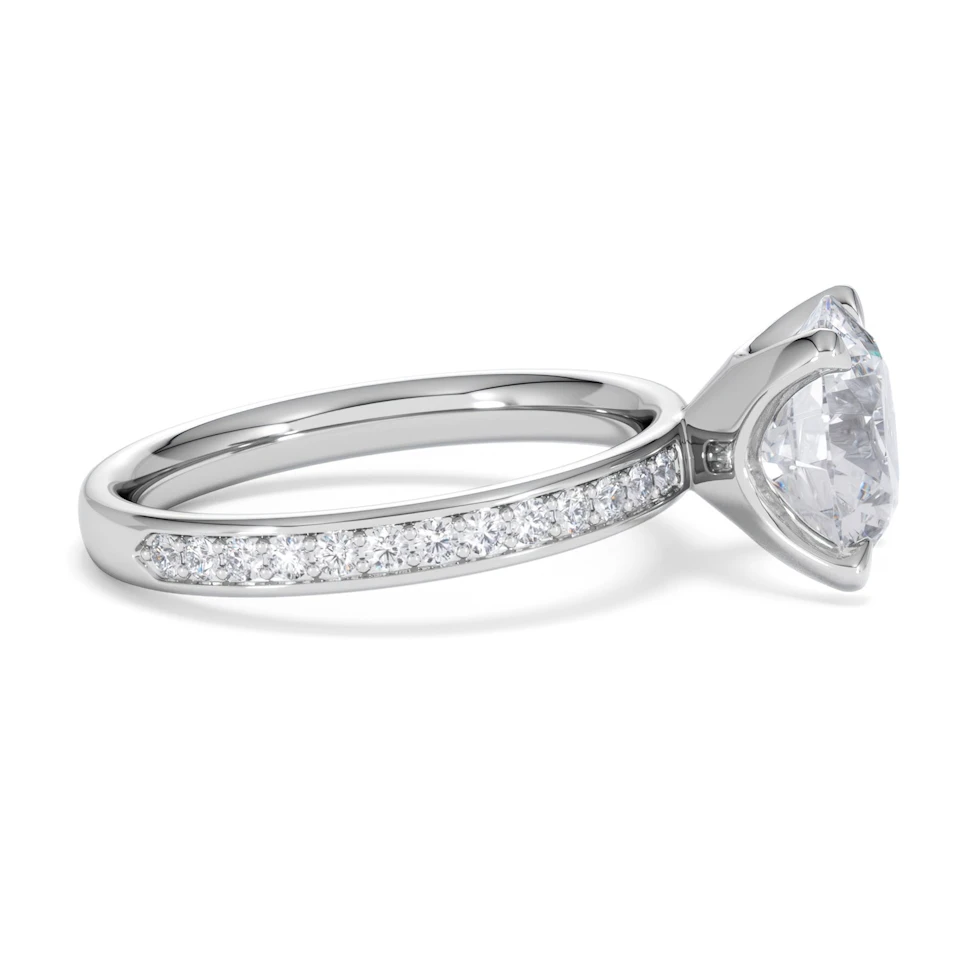 Origin 3.30ct Round Cut Lab Diamond Solitaire Engagement Ring with Side Stones in Platinum