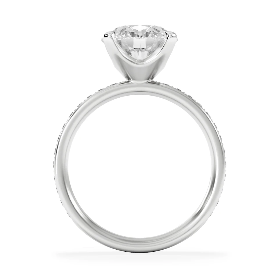 Origin 3.30ct Round Cut Lab Diamond Solitaire Engagement Ring with Side Stones in 18K White Gold