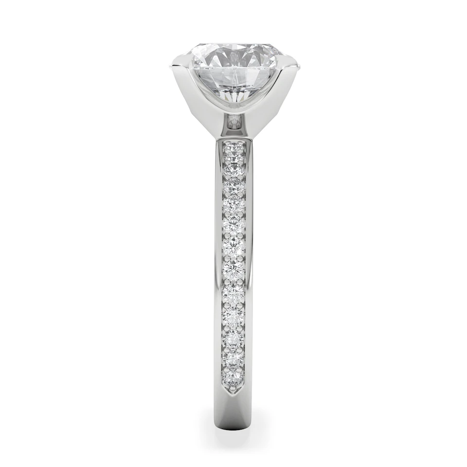 Origin 3.30ct Round Cut Lab Diamond Solitaire Engagement Ring with Side Stones in 18K White Gold