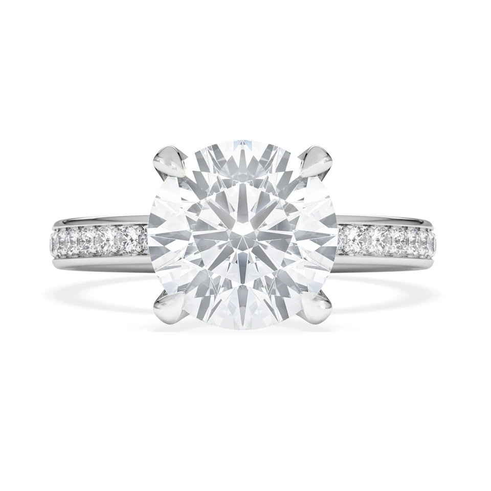 Origin 3.30ct Round Cut Lab Diamond Solitaire Engagement Ring with Side Stones in Platinum
