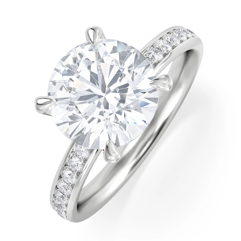 Origin 3.30ct Round Cut Lab Diamond Solitaire Engagement Ring with Side Stones in Platinum