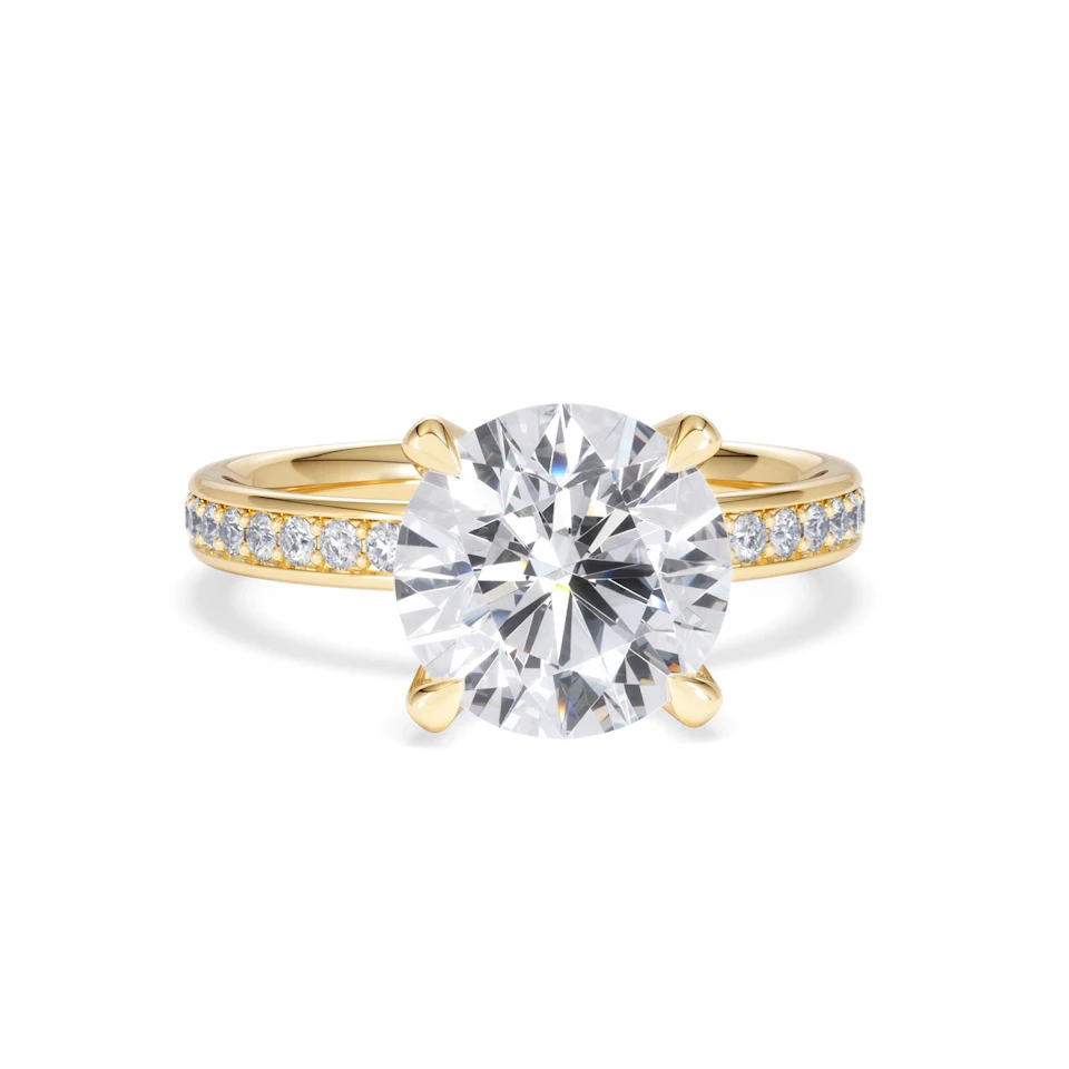Origin 3.30ct Round Cut Lab Diamond Solitaire Engagement Ring with Side Stones in 18K Yellow Gold