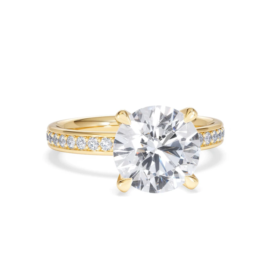 Origin 3.30ct Round Cut Lab Diamond Solitaire Engagement Ring with Side Stones in 18K Yellow Gold