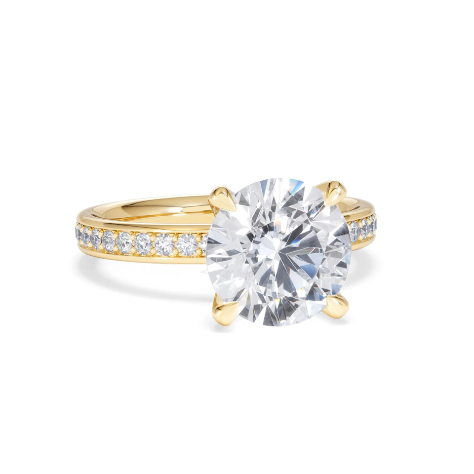 Origin 3.30ct Round Cut Lab Diamond Solitaire Engagement Ring with Side Stones in 18K Yellow Gold