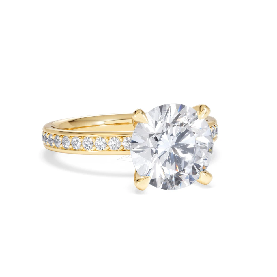 Origin 3.30ct Round Cut Lab Diamond Solitaire Engagement Ring with Side Stones in 18K Yellow Gold
